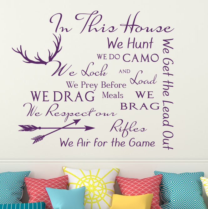 Décalcomanie murale citation règles maison family, Violet
