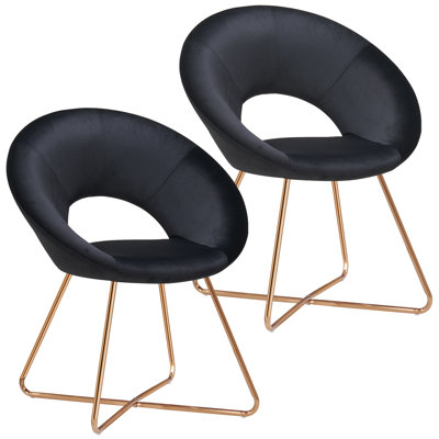 Focht 20" Wide Velvet Barrel Armchair with Open Back and Gold Metal Legs