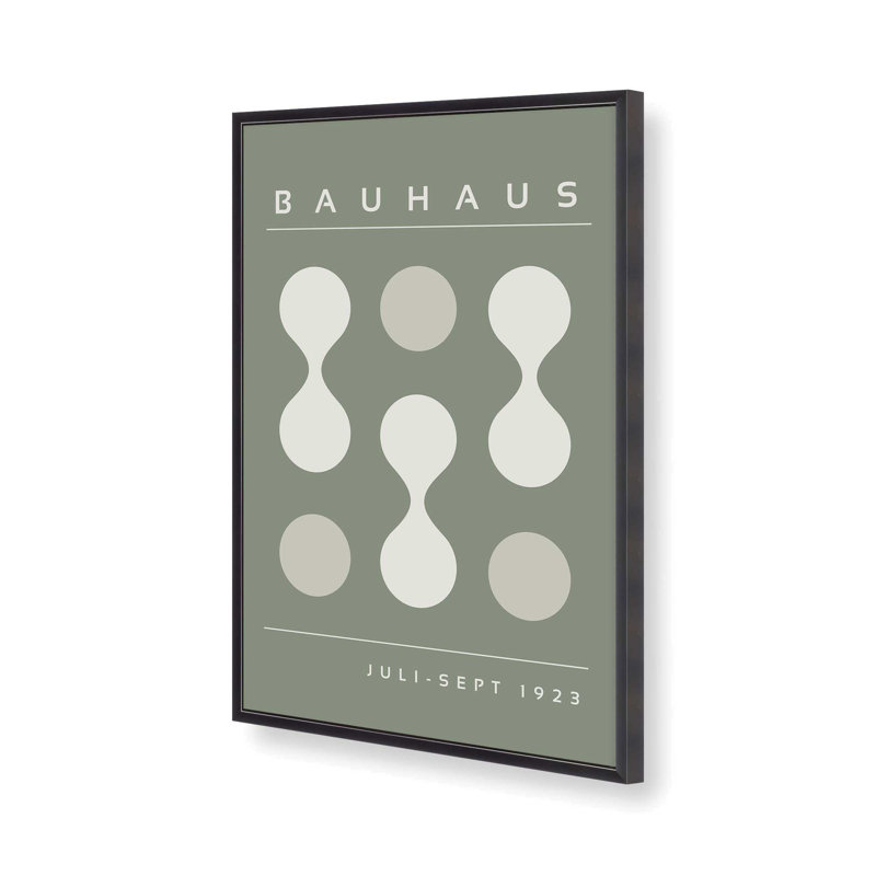 Imprimé vert Bauhaus Flow II, H 15,25 po x l 12,25 po, Zinc patiné, Reproduction encadrée sans passe-partout