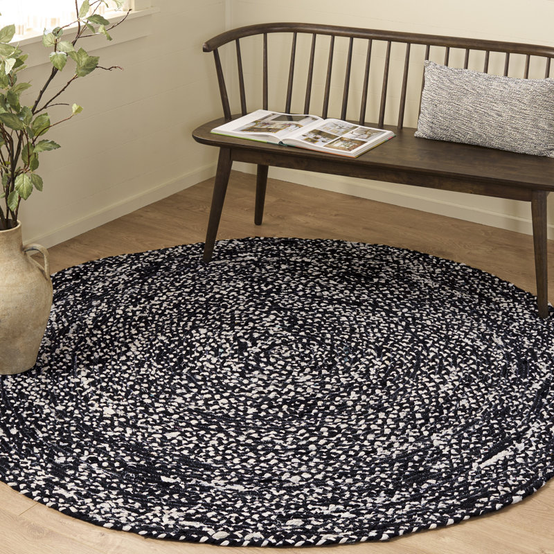 Braided Hand Woven Cotton Solid Color Indoor Rug, Round 6'