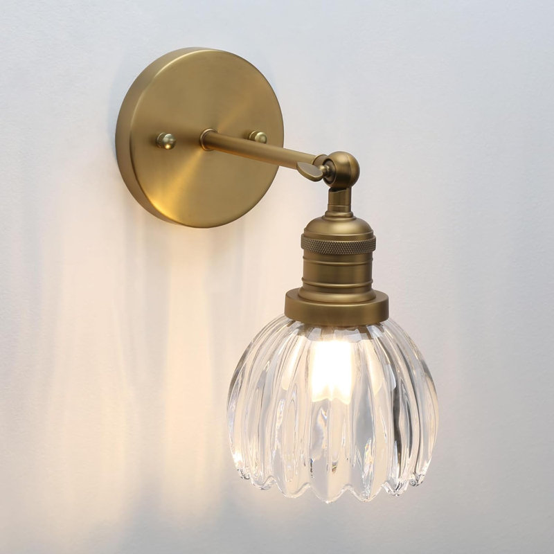 Applique murale réglable Pathson avec abat-jour en verre Tulip, luminaire câblé pour meuble-lavabo pour salle de bain, salon, chambre à coucher, éclairage rustique