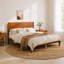 Lit plateforme en bois de pin massif de style Mid-Century moderne, brun-507542020-507542026