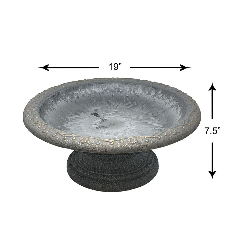 Birds and Beyond 19"D x 7.5"H Dove Gray Fiber Clay Birdbath Baretta Collection
