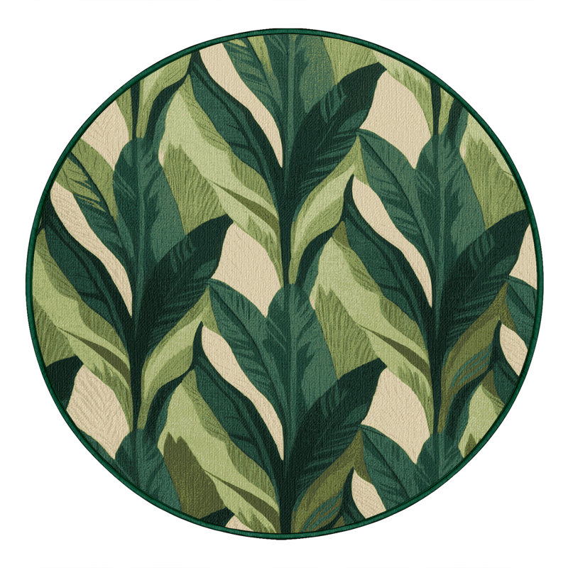  Tapis hawaïen lavable à feuilles Ti, Rond 3 pi