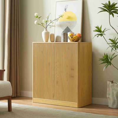 34.3" Modern Wavy Sideboard, Curved Contour Design Storage Cabinet, 2-Door Cabinet With Storage Function, Suitable For Kitchen/Bedroom/Living Room