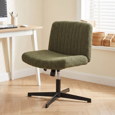 HOMCOM Armless Office Chair No Wheels Fabric Wide Seat