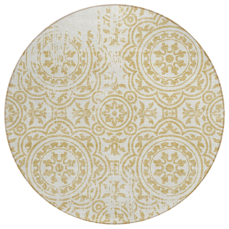 Tapis ivoire rond intérieur lavable 8 'Medallion