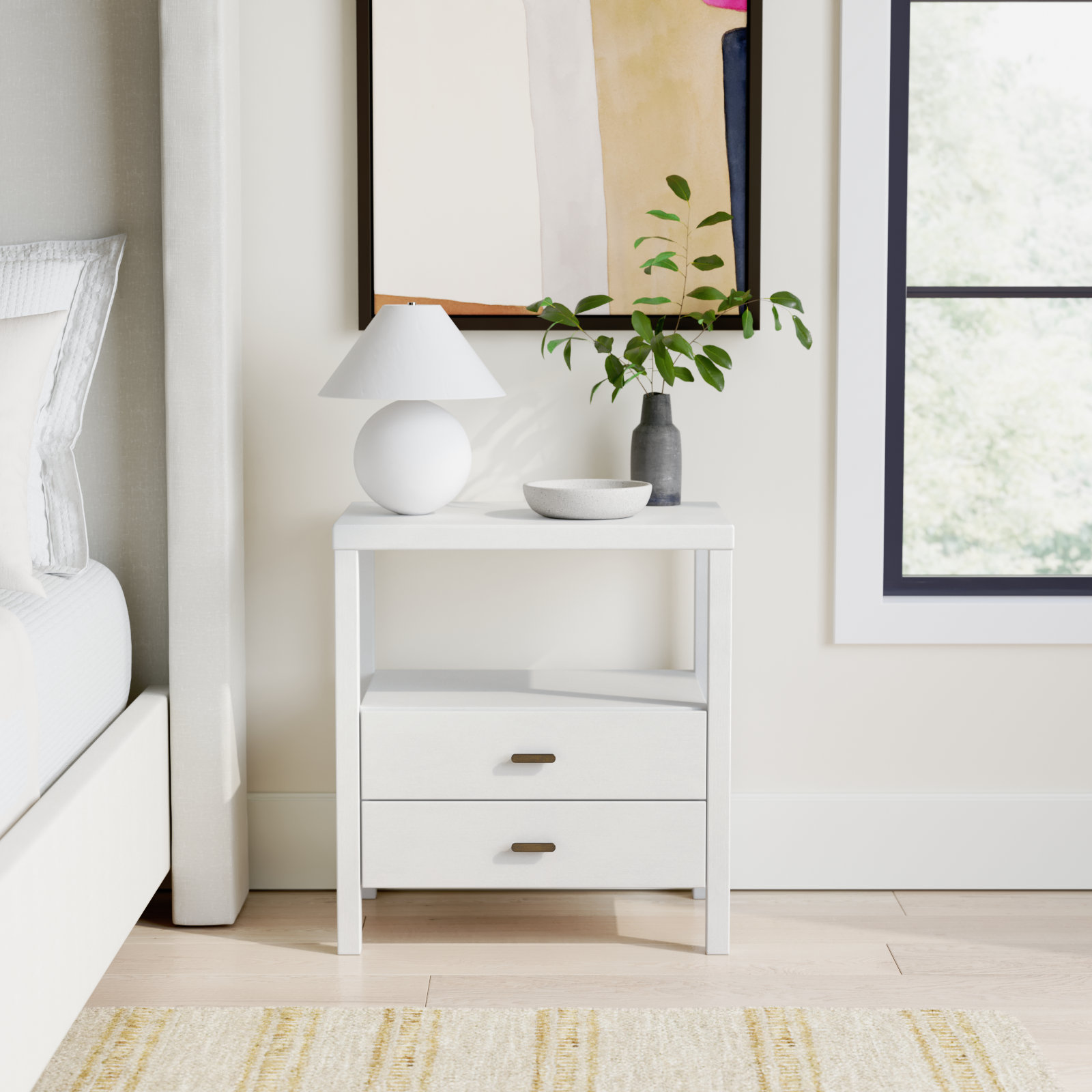 Francisca 2 - Drawer Solid Wood Nightstand, White