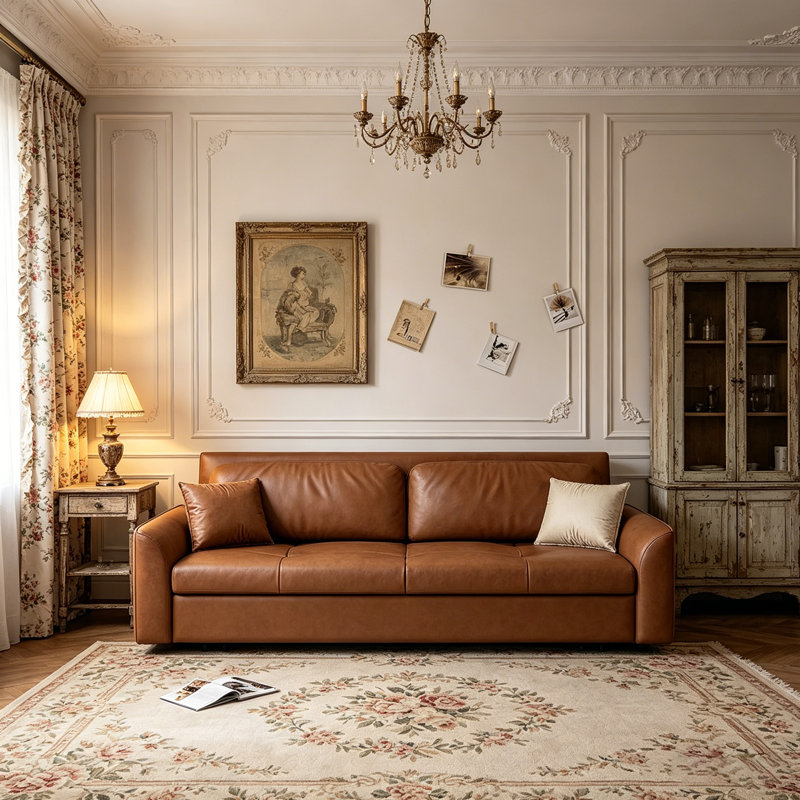 Canapé-lit pliable en cuir de qualité supérieure nordique 2-en-1, 32.28" H x 70.87" W x 33.46" D