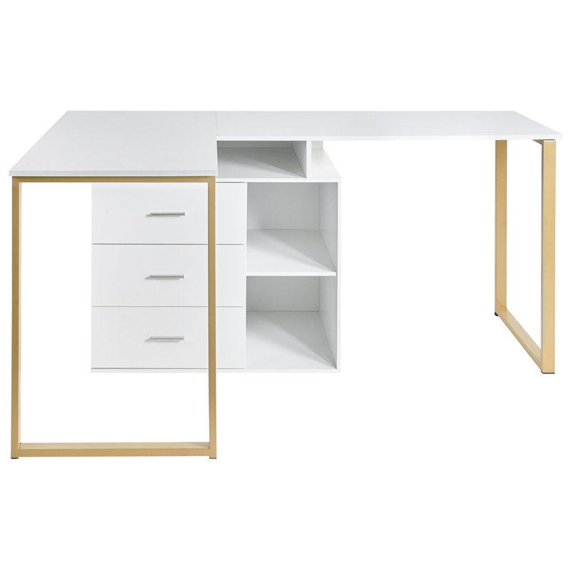 L-Shaped Metal Base Computer Desk