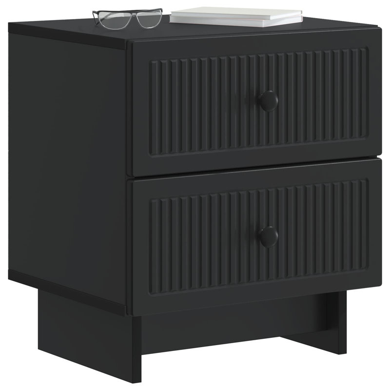 43cm W Manufactured Wood Bedside Table, Black