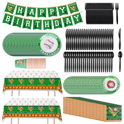 Ensemble de fournitures de fête de baseball de 171 pièces pour ensemble de vaisselle de fête d'anniversaire de baseball jetable