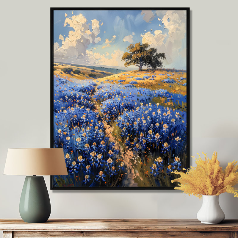 Décoration murale bleue bleu vert bleu Bonnets Tranquility Field II - Blue Bonnets, H 24 po x l 32 po x P 1 po