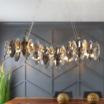 Lustre de salle à manger à roulettes en cristal à 4 lumières à intensité variable de 32 po Rayden
