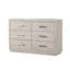 Grande commode Kexa, 6 tiroirs, bois massif gris clair, métal nickel