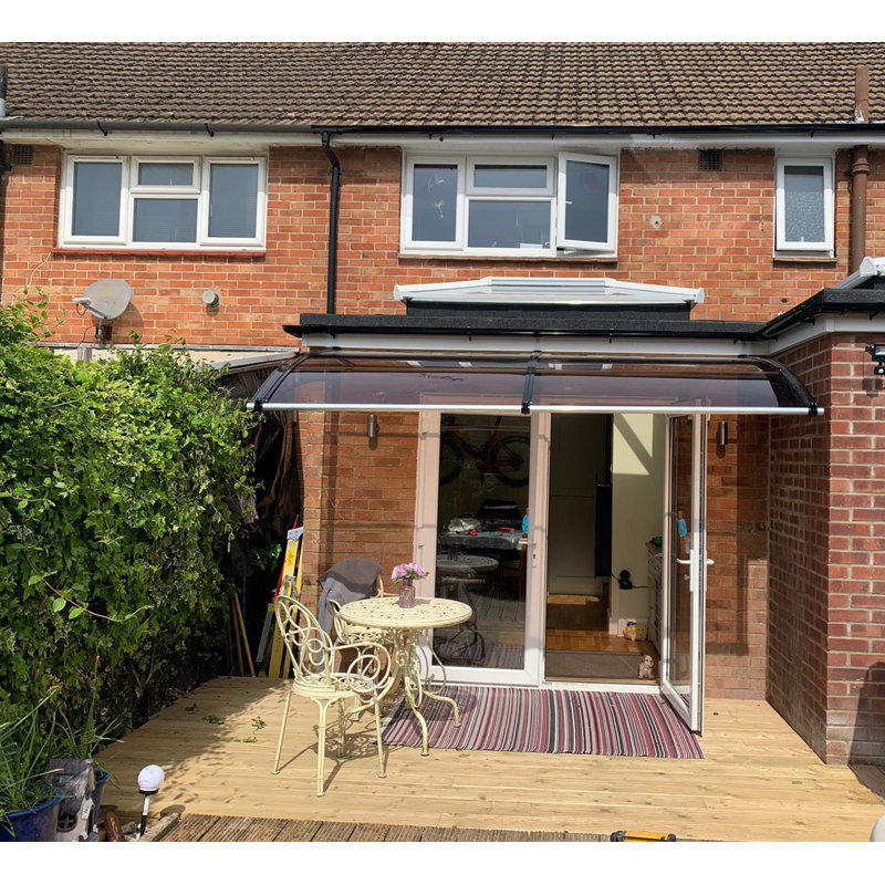 Canofix 2.5m Width x 1.5m Depth Door Canopy Grey-Bracket Clear-Sheet