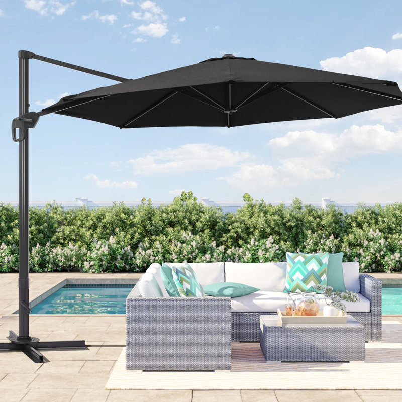 11FT Round Cantilever Umbrella(No Base), Black