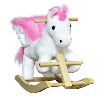 Unicorn Baby Rocking Horse Toy for  with Lullaby Song, Plush Ride on Horse with Heavy-Duty Support System, Interactive Toy Pretend Play Toy for Toddlers