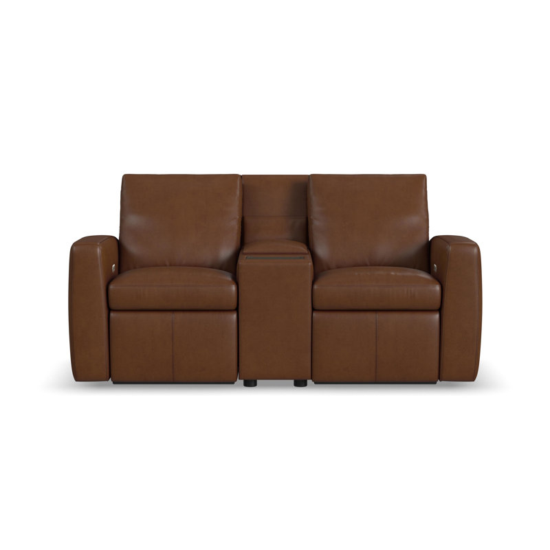 Elara Power Reclining Loveseat With Console, Brown