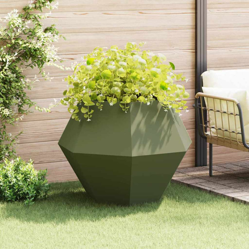  Planter Steel, Olive Green, 80cm H x 100cm W x 100cm D