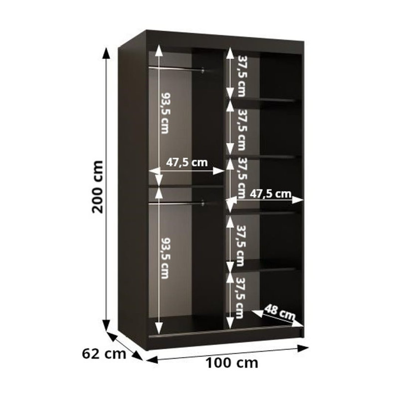 Aylisha 2 Door Manufactured Wood Wardrobe, 200" H x 100" W x 62" D