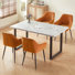 Modern 150Cm Marble Pattern Dining Table With 4 Ample Velvet Armchairs