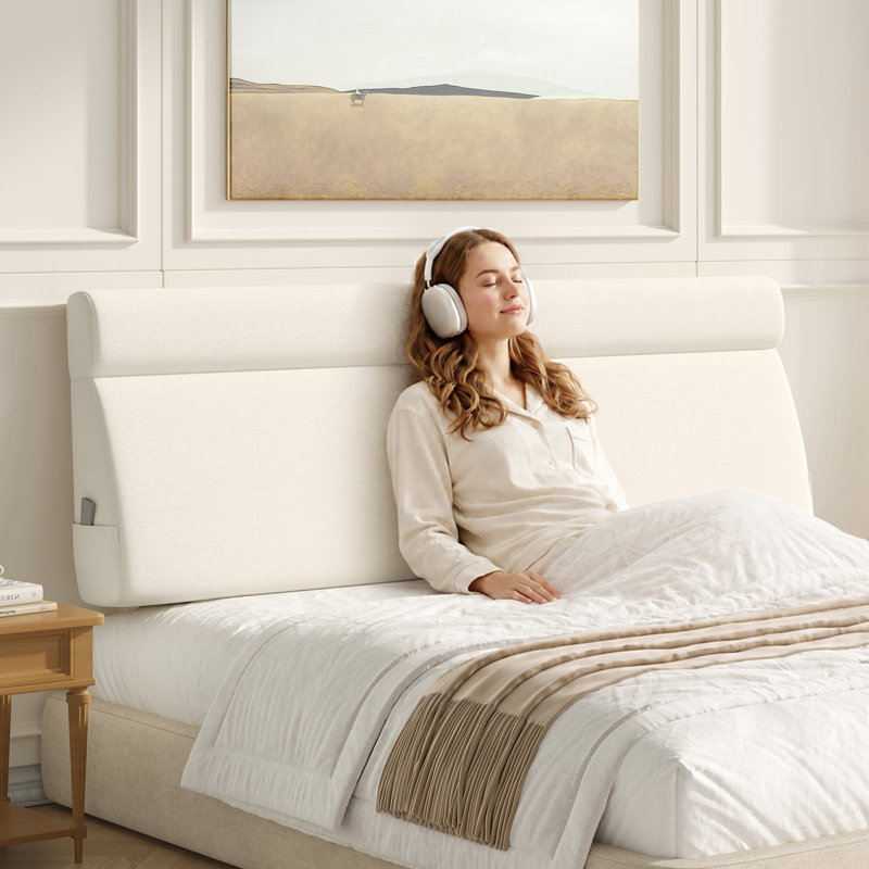 Coussin de tête de lit pour lit, coussin de lecture triangulaire avec support pour le dos, coussin de dossier en coin avec poche latérale