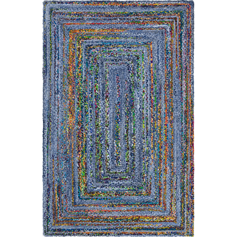Tapis bleu tressé à la main Tullie, Rectangle 2 pi x 3 pi 1 po