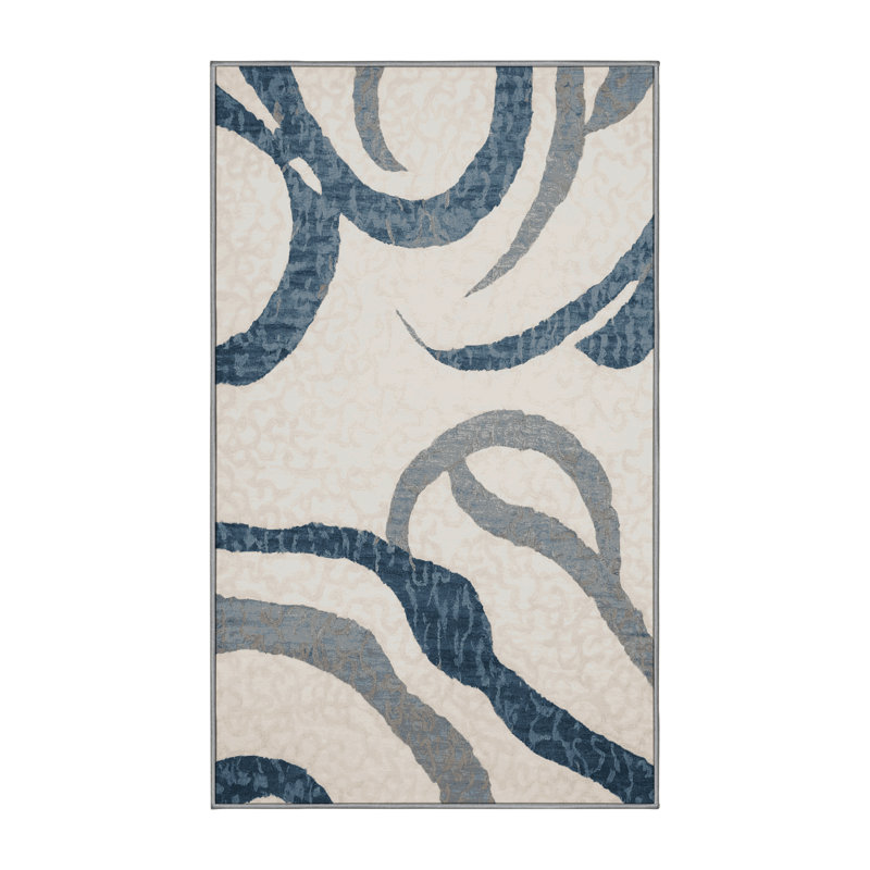 Machine Washable Gray Area Rug, Rectangle 5' x 7'