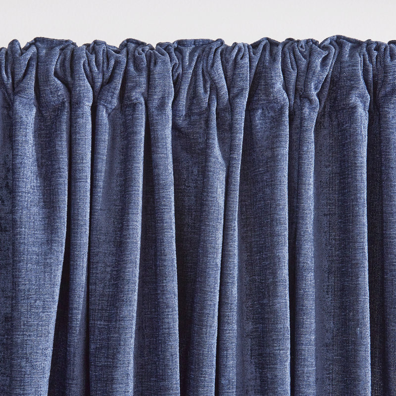 Indigo Pleated Sheer Polyester Curtain Panel, 50" W x 96" L