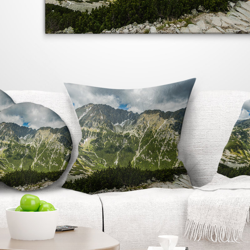 Coussin imprimé panoramique vista sur montagnes paysage, 12 po x 20 po, Coussin lombaire