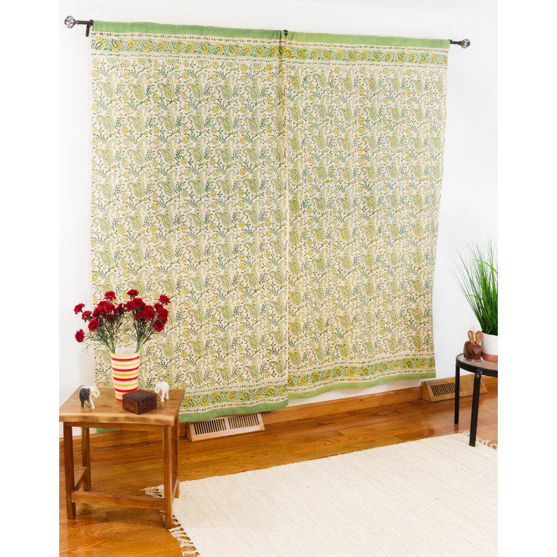 Rideau obscurcissant 100% coton Hardrian Rajasthan, Mustard/White