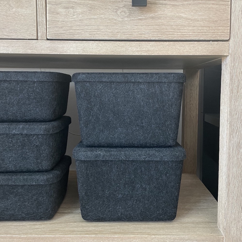 Sculpted Felt Wool Storage Bin, Black