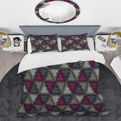 Ensemble de housse de couette en microfibre grise / mauve 3 pièces