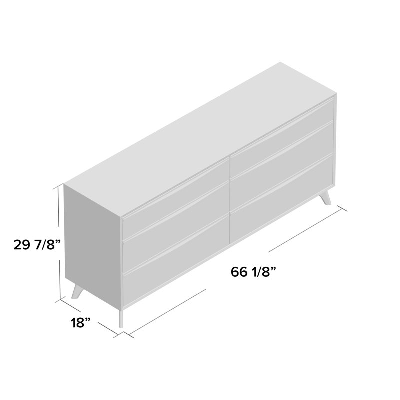Catalina 6 - Drawer Solid Wood Dresser, Natural Cherry