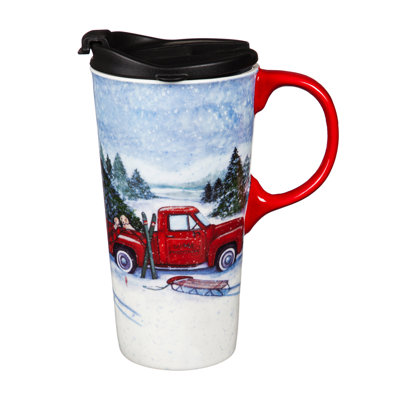 Tasse de voyage en céramique 17 oz Truck and Sled