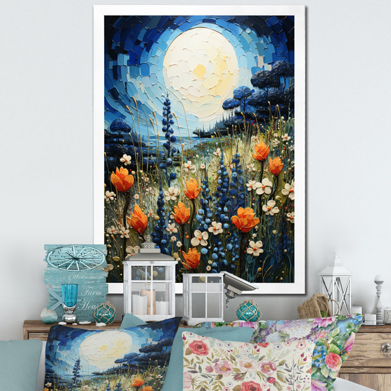 «Blue Bonnets Texan Blues II», reproduction sur toile, H 20 po x l 12 po x P 1 po, Cadre photo blanc