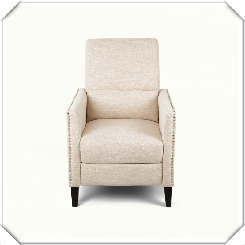 Fauteuil inclinable en tissu à poches latérales avec accoudoirs à pousser, Beige