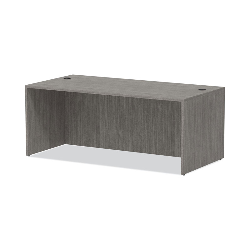 Valencia 71'' Gray Commercial Laminate Desk Shell with Filing Cabinet