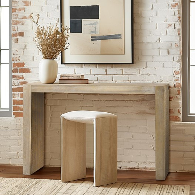 Console en bois massif 54 po, touche moderne, couleur blé récupéré, pour divers finis de pièces, styles variés