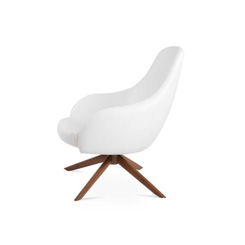 Chaise longue pivotante Gazel, Noyer, Blanc