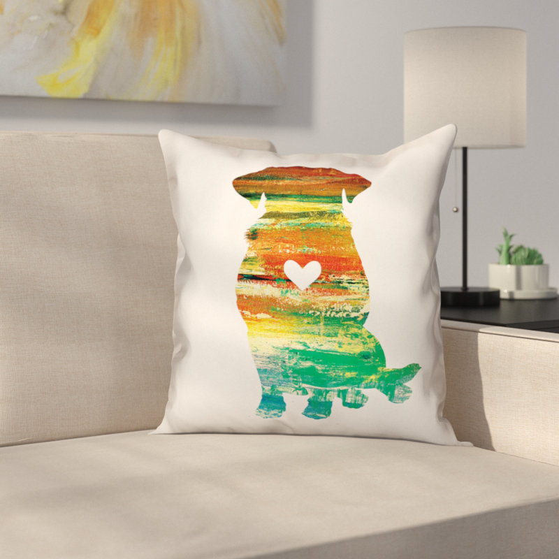  Coussin Silhouette Lab, 16 po x 1 po, Vert / orange / jaune, Housse de coussin seulement - sans coussin