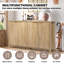 Buffet cannelé cannelé avec rangement, grande armoire d'appoint en bois de 55 po avec tablettes réglables et 4 portes-133109690