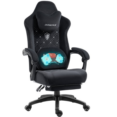Dowinx Fabric Gaming Chair with Heated Massage, High Back PC Chair with Pocket Spring Cushion