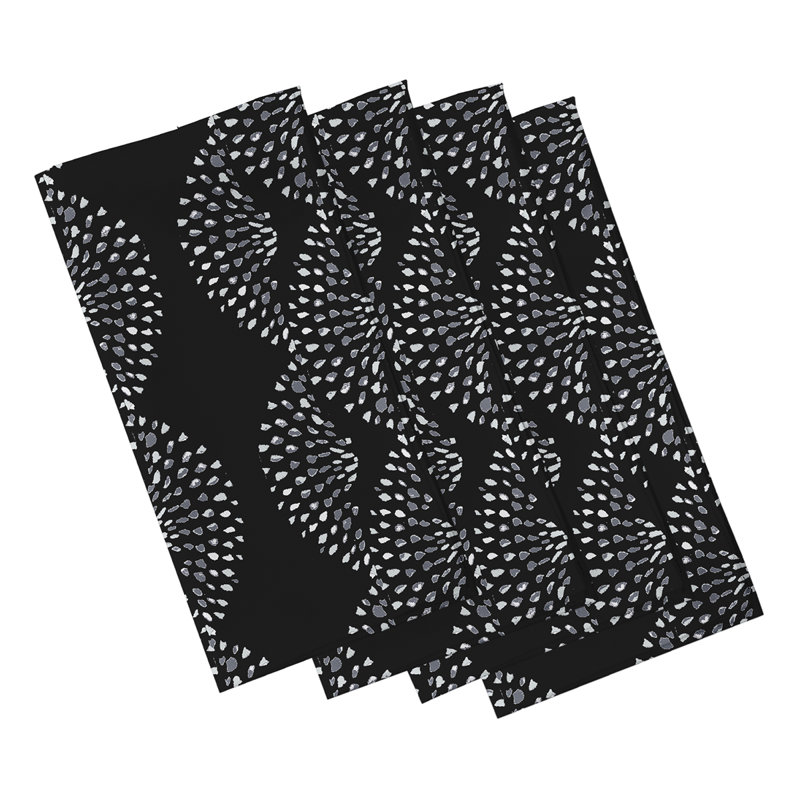 Ladwig Polyester Floral Square Napkin, Black