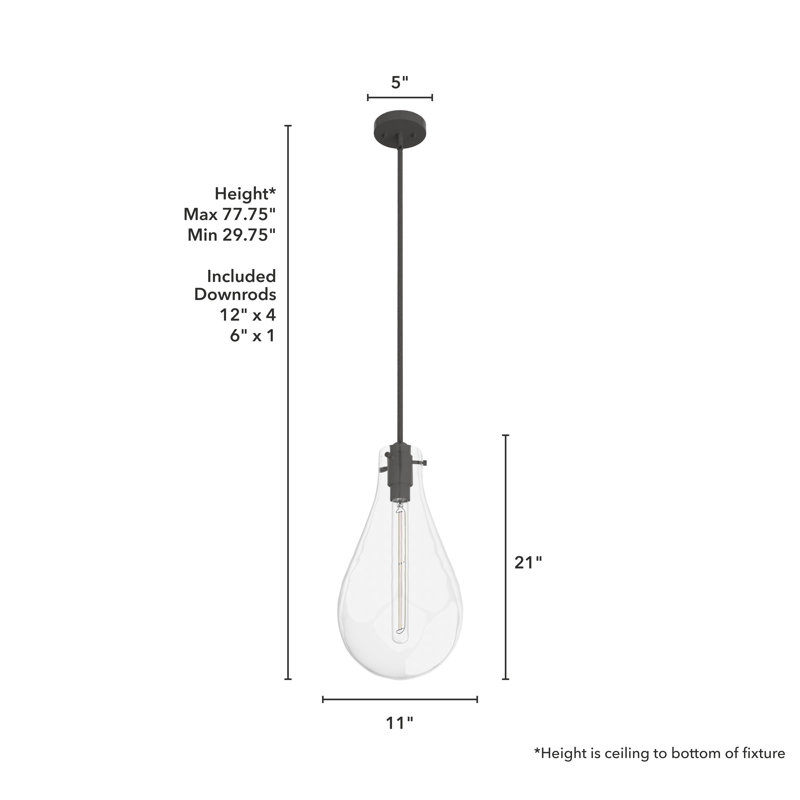 Lundin 1 - Light Single Tear Drop Pendant, Noble Bronze, Medium