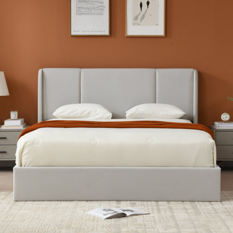 Lit plateforme tapissier Coletti, Grand lit, Brown