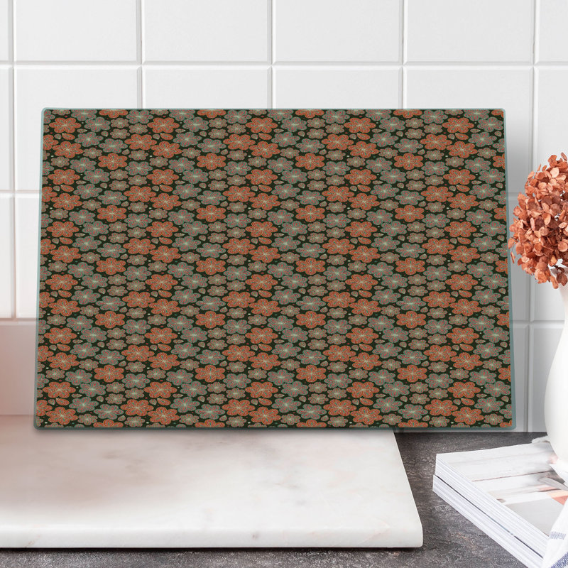 Ambesonne Flower Cutting Board Large Ornate Spring Blooms Multicolor
