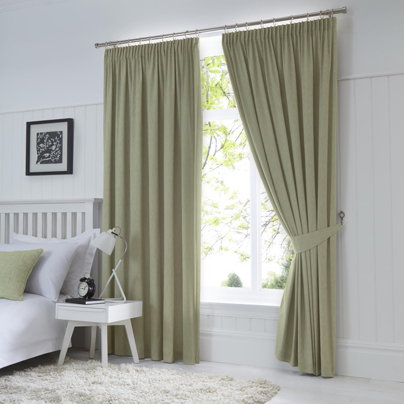 Blackout Curtain Pair, Width 168 x Drop 229 cm, Green