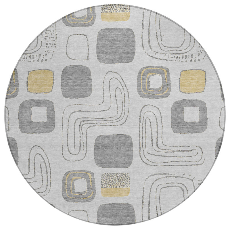Aelira Gray Washable Indoor-Outdoor Rug - LOOMLAN, 3' x 5'